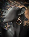 Kolczyki z rodonitem i granatem, ręcznie robiona biżuteria z miedzi wire wrapping.