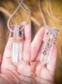 Unikatowy naszyjnik unisex z kryształem górskim i miedzią, talizman z kamieni naturalnych, biżuteria boho z regulacją długości