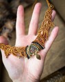 Naszyjnik handmade z dolomitem miedzianym, pleciona kolia z regulacją, biżuteria inspirowana naturą, styl boho i etno