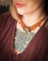 Kolia boho z dolomitem miedzianym, unikatowa biżuteria makramowa z minerałami, ręcznie wykonany naszyjnik regulowany