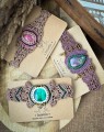 Unikatowa bransoletka z kamieni naturalnych, naturalny labradoryt z efektem labradoryzacji, szeroka forma makramowa, biżuteria handmade tworzona w Polsce.