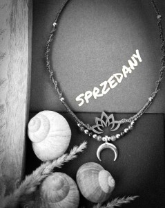 SPRZEDANY Kwiat Lotosu, Agat. Choker pleciony srebrny