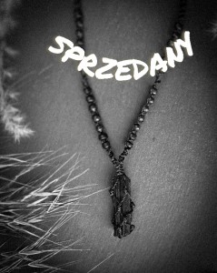SPRZEDANY Męski naszyjnik z czarnym turmalinem • lawa wulkaniczna i drewno kokosowe • talizman z kamieni naturalnych • mikromakrama