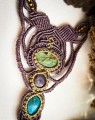 Unikatowy długi naszyjnik handmade z trzema naturalnymi kamieniami