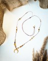 naszyjnik z lunulą i bursztynem, ręcznie wykonana biżuteria z kamieni naturalnych, naszyjnik handmade dla kobiet, oryginalna biżuteria damska