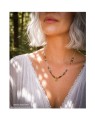 naszyjnik z apatytu, bursztynu i pereł, naturalne kamienie, ręcznie robiony naszyjnik damski, elegancka biżuteria handmade
