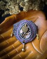 spinka do włosów z kamieniem naturalnym, ręcznie robiona spinka handmade, biżuteryjna ozdoba do włosów, mikromakrama, rodonit