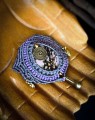 unikatowa ozdoba do włosów z kamieniem naturalnym, spinka boho handmade, rękodzieło premium, mikromakrama z rodonitem