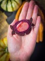 elegancka spinka do włosów z koralem i hematytem, ręcznie robiona biżuteria, naturalne kamienie, styl boho