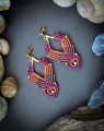kolczyki handmade dla kobiet, ręcznie pleciona mikromakrama, brązowe i miedziane dodatki, artystyczna biżuteria boho i slow fashion