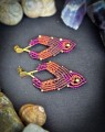 kolczyki handmade mikromakrama dla kobiet, niepowtarzalne rękodzieło, biżuteria boho, jesienne kolory, slow fashion i Imvelo
