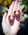 kolczyki handmade mikromakrama dla kobiet, niepowtarzalne rękodzieło, biżuteria boho, jesienne kolory, slow fashion i Imvelo