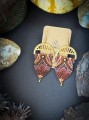 jesienne kolczyki boho handmade, ręcznie wykonana biżuteria w kolorach ziemi, artystyczne rękodzieło, oryginalne dodatki dla kobiet