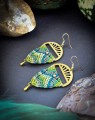 biżuteria z mikromakramy handmade, zielone kolczyki damskie, turkusowe dodatki boho, ręcznie robiona biżuteria slow fashion